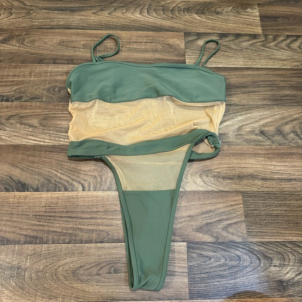 FN Green See Through One Piece Swimsuit